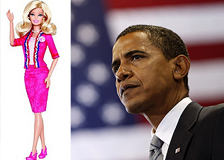Barbie is ringbe száll Obamával az elnöki posztért