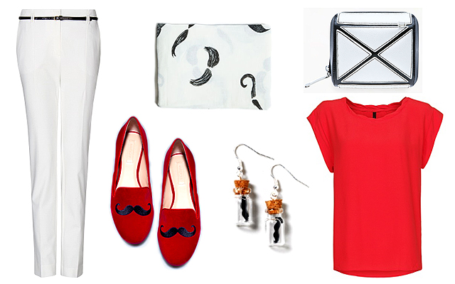 Blúz, nadrág: Mango, fülbevaló: Claire’s, táska: Bershka, kendő, cipő: Zara 