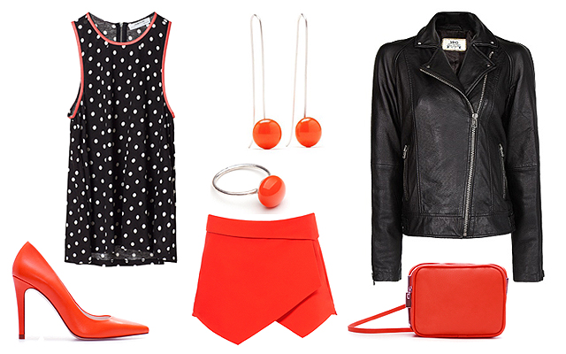 Skort, top, táska, cipő: Zara, dzseki: Mango, ékszerek: Panyizsuzsi