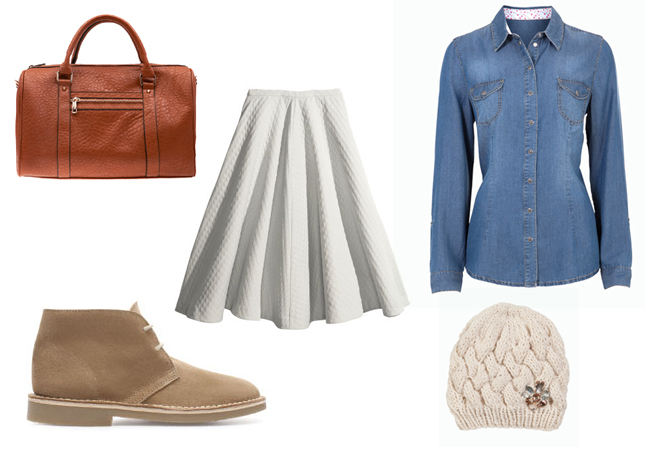 (Cipő: Zara, ing és sapka: F&F, táska: Bershka, szoknya: H&M) 