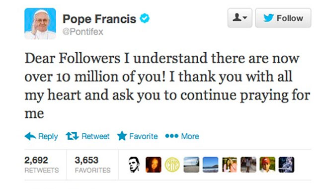 Ferenc pápa megköszönte, hogy ilyen sokan követik