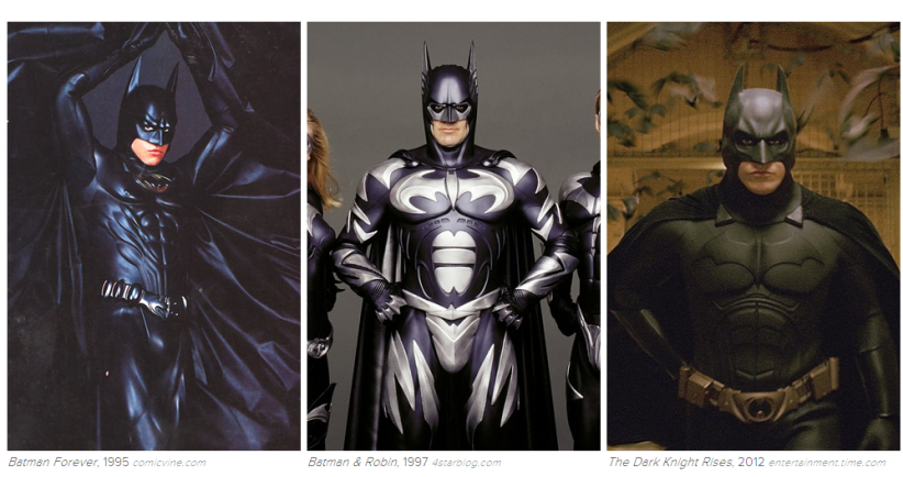 Batman: 1995, 1997, 2012. Képek: Buzzfeed