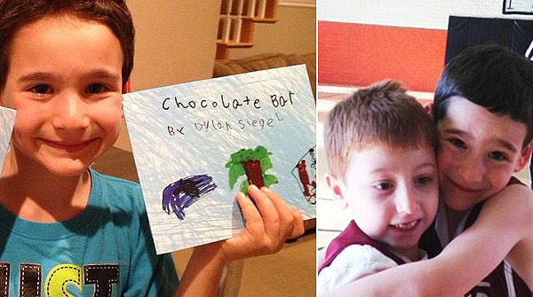 Dylan a könyvével és barátjával 