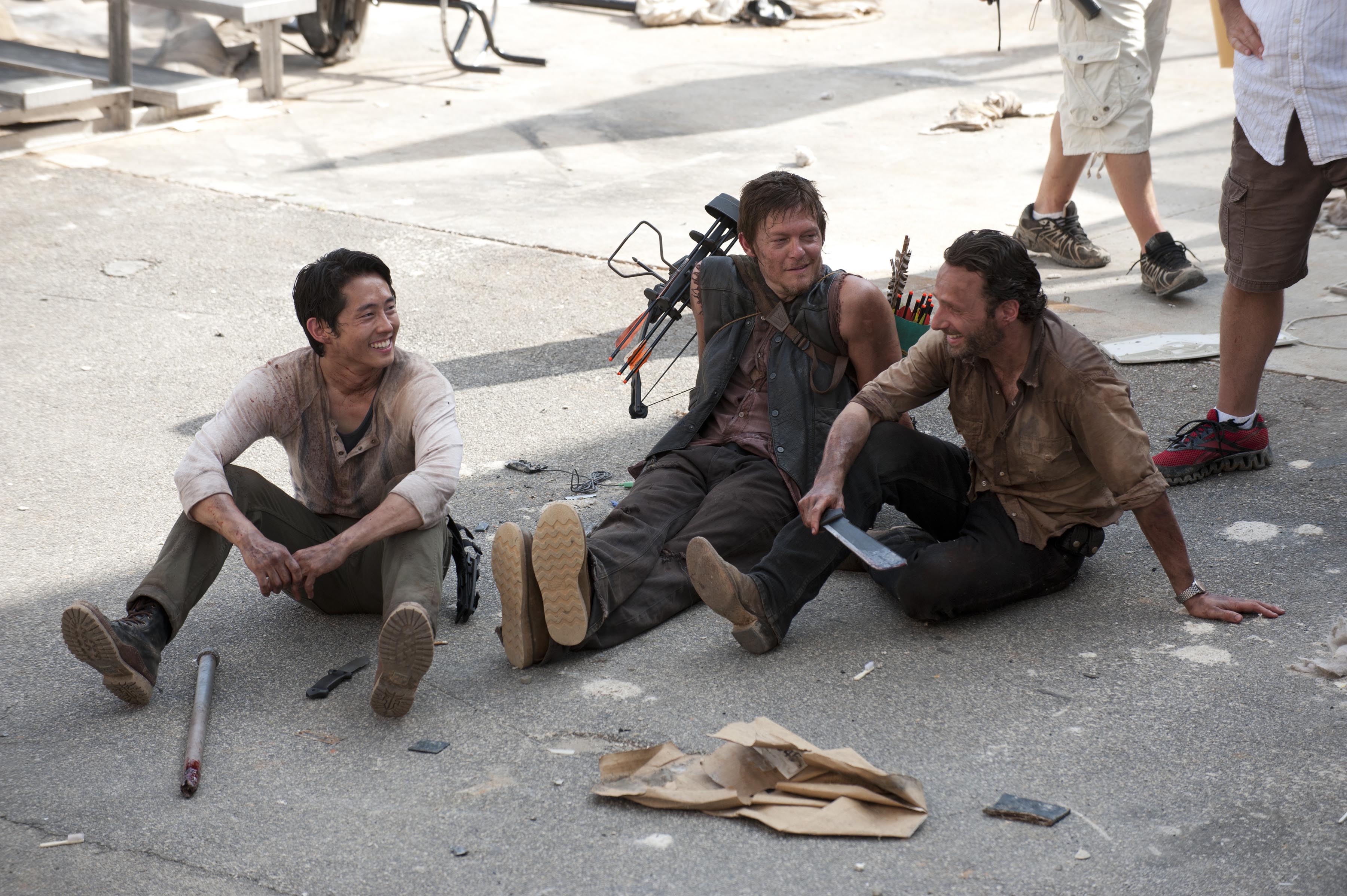 Balról jobbra:  Steven Yeun, Norman Reedus, Andrew Lincoln 