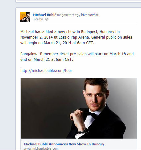 Michael Bublé Hungryba jön koncertezni