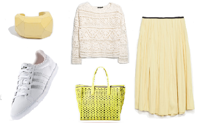 Szoknyával, cipő: Adidas, szoknya, táska, karkötő: Zara, pulóver: Mango