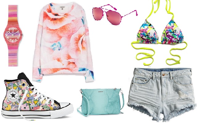 Bikini: Releciga, farmersort, napszemüveg: H&M, cipő: Converse, pulcsi: Zara, óra: Swatch, táska: Springfield Bikini: Releciga, farmersort, napszemüveg: H&M, cipő: Converse, pulcsi: Zara, óra: Swatch, táska: Springfield