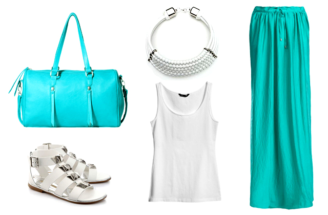 Trikó: H&M, szoknya: Mango, táska: Stradivarius, nyaklánc: YAYA, szandál: Buffalo 