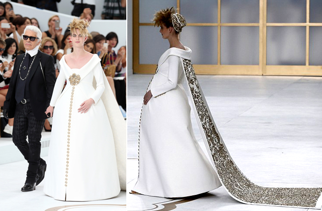 Terhes menyasszonnyal vonult kéz a kézben Lagerfeld Terhes menyasszonnyal vonult kéz a kézben Lagerfeld