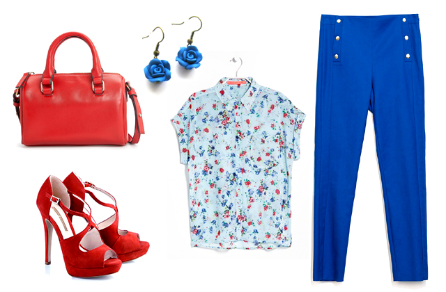 Blúz, táska: Mango, nadrág: Zara, fülbevaló: Szelence (meska.hu), cipő: Buffalo