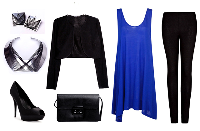 Tunika, boleró, leggings, táska, cipő: Mango, ékszerek: Delacier