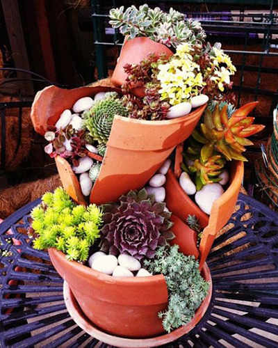 Erre is jó egy törött virágcserép - fotók