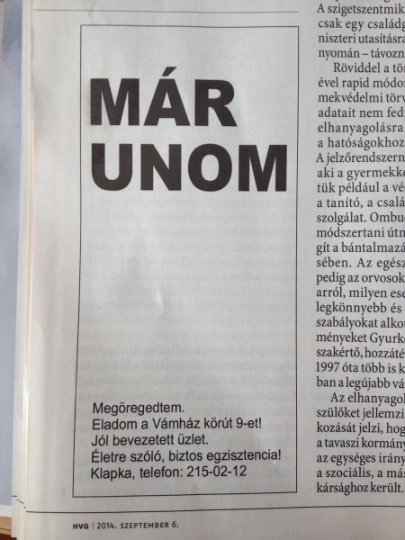 A legeredetibb hirdetés Klapkától