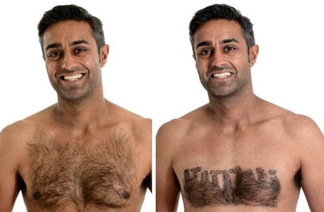 Így lesza  férfiak mellszőrzetéből műalkotás - fotók