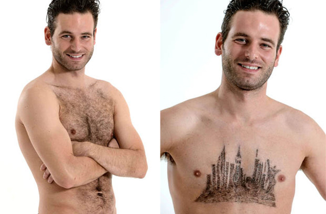 Így lesza  férfiak mellszőrzetéből műalkotás - fotók