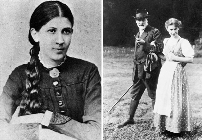 Minna Bernays (balra) és Freud, lányával Annával