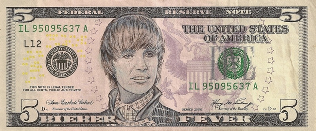 Hogy kerül Justin Bieber az 5 dollárosra?