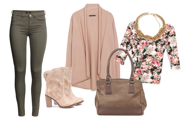 Kardigán, nyaklánc: Zara, póló: Bershka, nadrág: H&M, táska: Tamaris, cipő: Devergo 