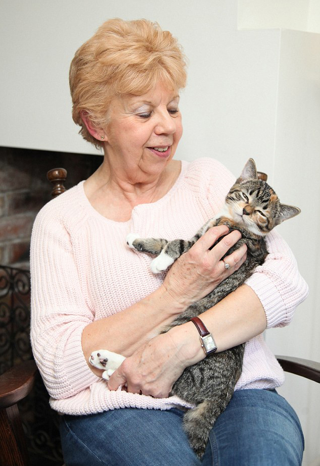 Kutyusnak hiszi magát az árva kiscica Kutyusnak hiszi magát az árva kiscica