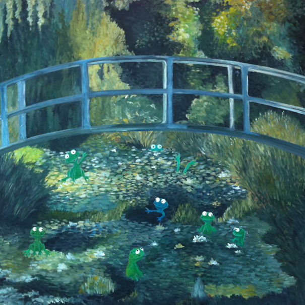 Cuki állatfigurák kerültek a világhírű festményekre - galéria