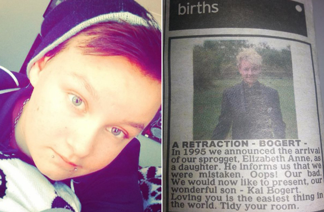 Újsághirdetésben jelentették be 19 éves fiuk születését