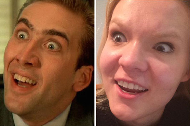 Hírességek grimaszait utánozza a lány - fotók