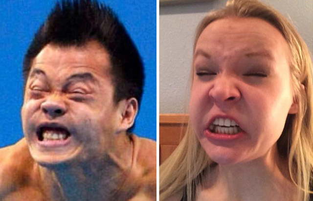 Hírességek grimaszait utánozza a lány - fotók