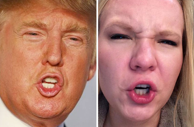 Hírességek grimaszait utánozza a lány - fotók