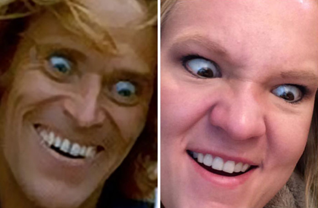 Hírességek grimaszait utánozza a lány - fotók