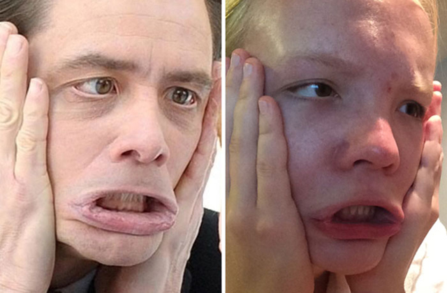 Hírességek grimaszait utánozza a lány - fotók