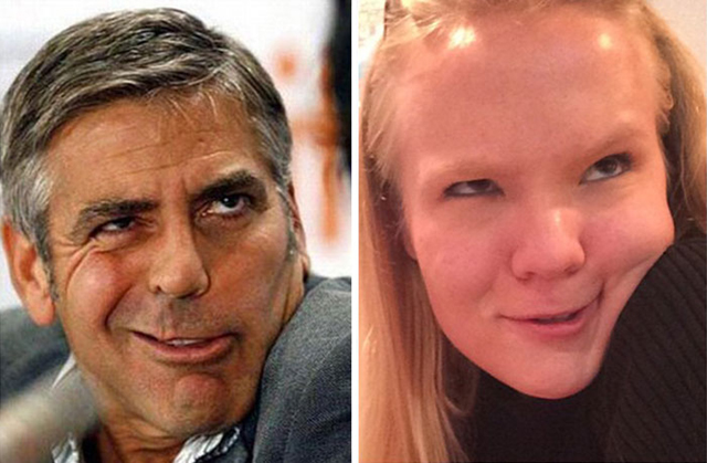 Hírességek grimaszait utánozza a lány - fotók