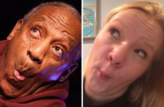 Hírességek grimaszait utánozza a lány - fotók