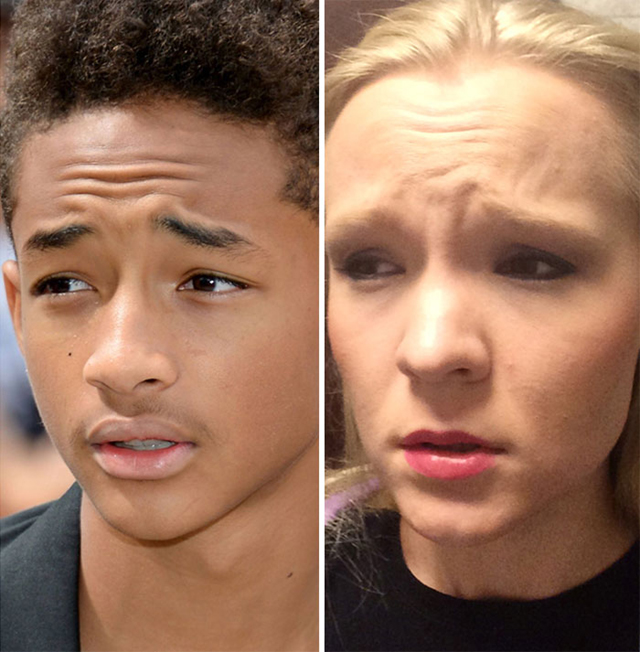 Hírességek grimaszait utánozza a lány - fotók