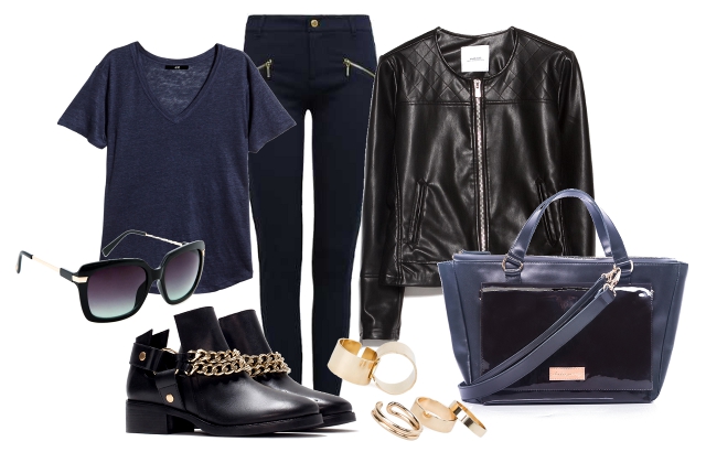 Dzseki, napszemüveg, gyűrűszett: Mango, póló: H&M,  nadrág: Tally Weijl, táska: Dorka Petrity, cipő: Zara