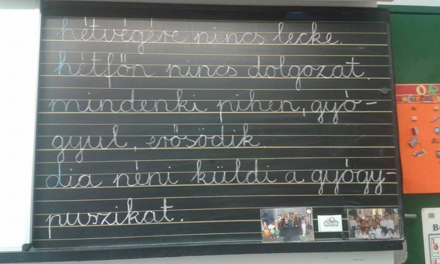 Dia tanító néni üzent. Mi pedig meghatódtunk.