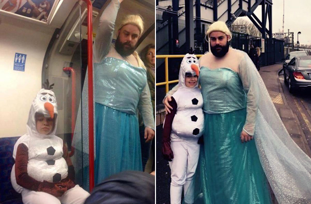 A Jégvarázs Elsájának öltözött a szakállas apuka - fotók