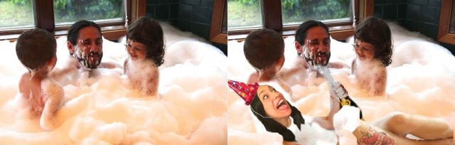 A családi fotókra photoshopolta magát az anya - vicces galéria