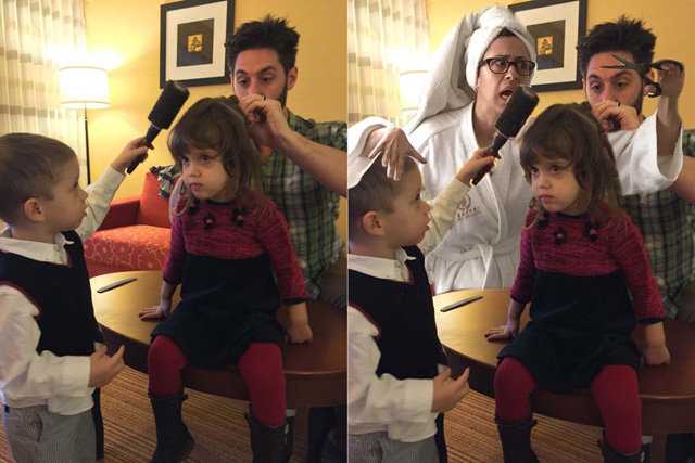 A családi fotókra photoshopolta magát az anya - vicces galéria