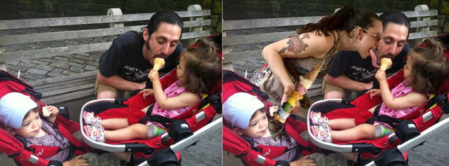 A családi fotókra photoshopolta magát az anya - vicces galéria