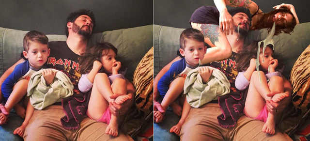 A családi fotókra photoshopolta magát az anya - vicces galéria