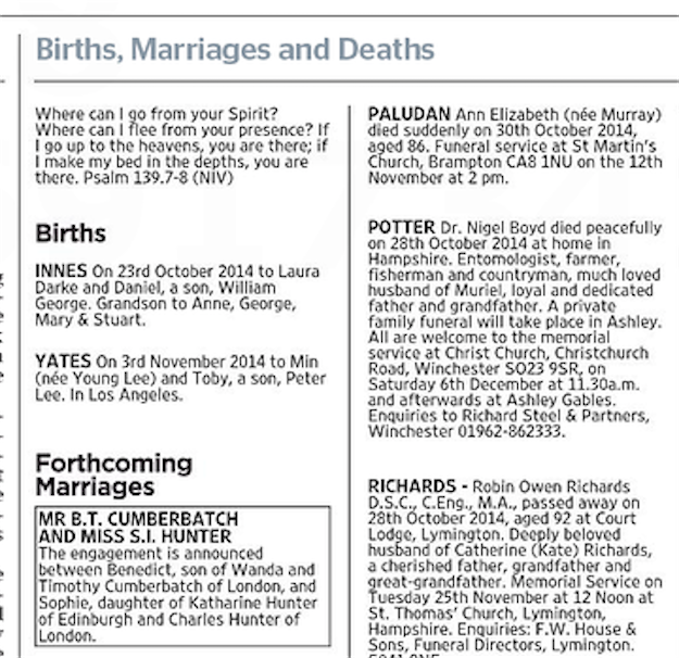 Az eljegyzése bejelentését régimódiasan oldotta meg és betette az újságba a hirdetést, amit a rajongók egy ideig nem hittek el, majd egyszerűen csak a legromantikusabb sztárnak nevezték.