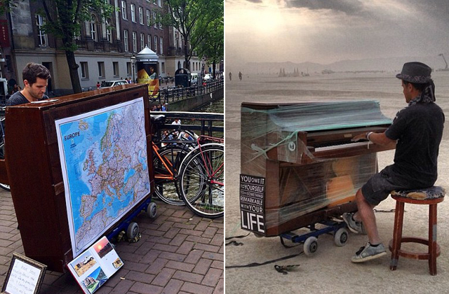 Otthagyta a munkáját, hogy szokatlan helyeken zongorázhasson Otthagyta a munkáját, hogy szokatlan helyeken zongorázhasson