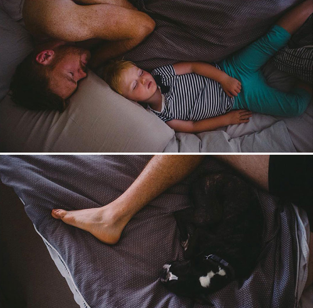 Tündéri fotók: ugyanolyan beálíltásokban fotózta a kislányát és a kutyájukat 