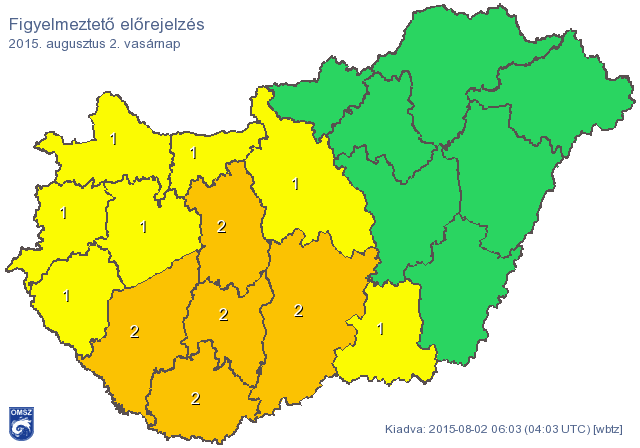 Zápor, zivatar jön - Forrás: met.hu