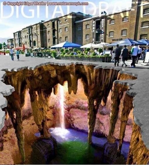 Élethű, 3D rajzok az úttesten