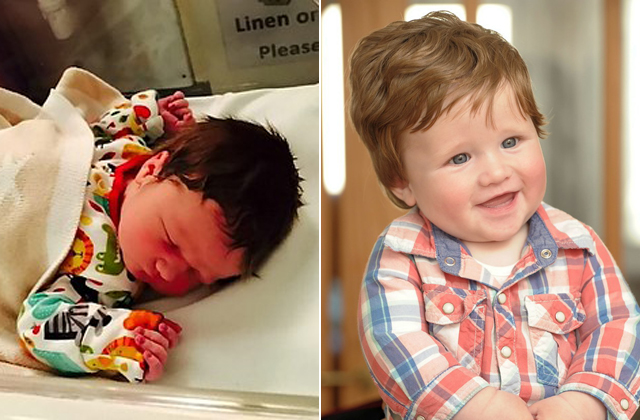 Elképesztő haja van a 6 hónapos babának