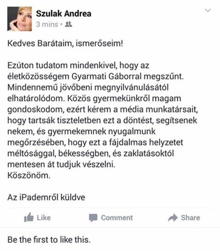 Szulák Andrea így állt színpadra a szakítás után