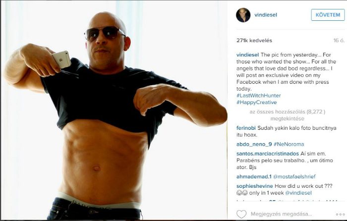 Leolvadt Vin Diesel óriás sörhasa Leolvadt Vin Diesel óriás sörhasa