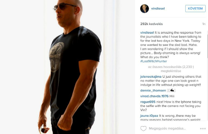 Leolvadt Vin Diesel óriás sörhasa Leolvadt Vin Diesel óriás sörhasa