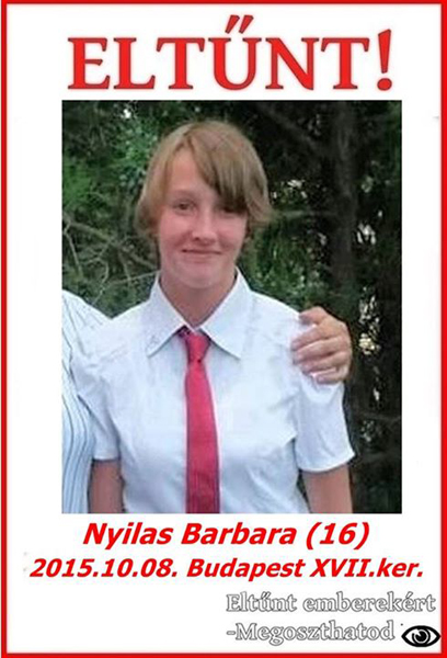 Eltűnt egy 16 éves lány Budapesten